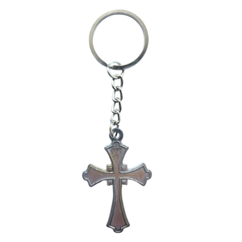 CASA & GRADINA - Breloc metalic model cruce, stil gothic, argintiu, din otel inoxidabil