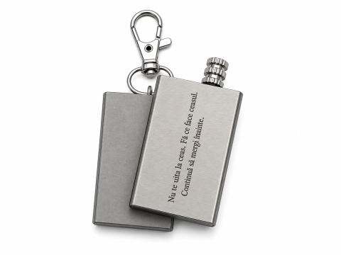 Breloc metalic multifunctional gravat "Nu te mai uita la ceas. Fa ce face ceasul! Continua sa mergi inainte.", cu rezervor pentru combustibil si fitil, accesoriu EDC pentru camping, drumetii, chei si [2]