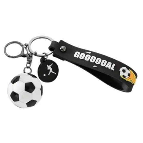 CASA & GRADINA - Breloc minge fotbal alb/negru 19,5 cm, minge 3,8 cm, pandantiv sportiv pentru chei, rucsac, geanta si poseta, plastic si metal
