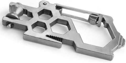 Breloc multifunctional, tip carabina, otel inoxidabil, 9 x 3.8 x 0.6 cm, argintiu [7]