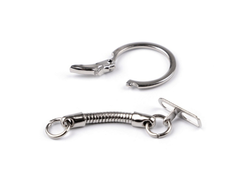Breloc pentru chei argintiu cu carabina laterala si lant metalic pentru genti, fermoare si accesorii handmade, 6 cm [3]