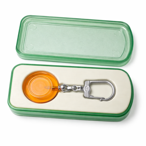 Breloc pentru chei rotund, finisaj sablat, cu carabina metalica si cutie plastic inclusa, 10 x 4 cm [1]