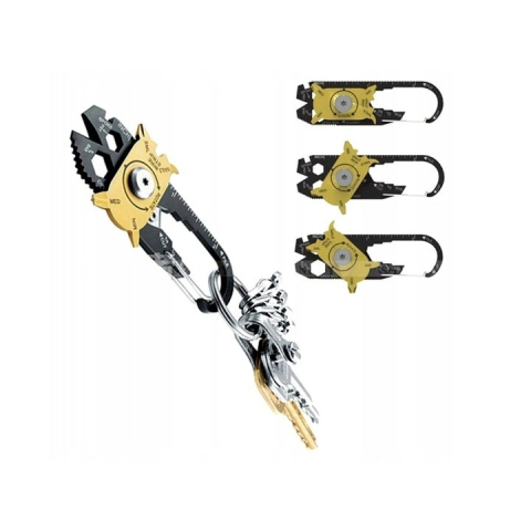 Breloc unealta multifunctionala 20 in 1, din otel inoxidabil, design tip carabina, 8 x 2.5 cm – instrument compact pentru uz zilnic, camping, drumetii si reparatii [5]