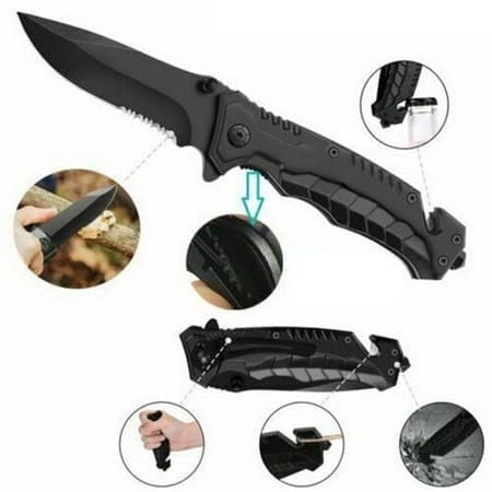 Briceag supravietuire si camping, multifunctional, negru, otel [2]