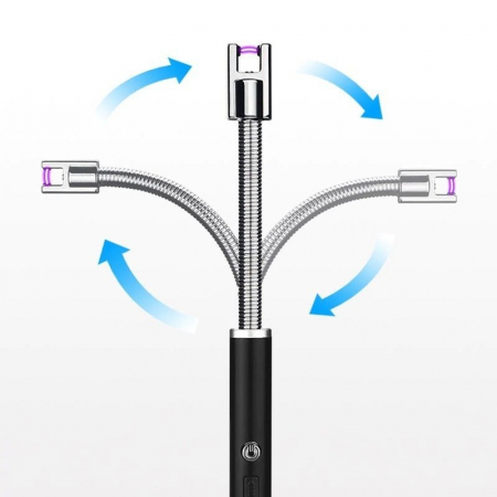 Bricheta electrica flexibila, cu plasma,incarcare USB,26 cm lungime - Negru [5]
