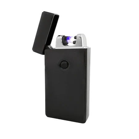 Gadgeturi - Bricheta cu Flacara Anti-Vant, Functioneaza Fara Gaz, Incarcare USB, Culoare Negru
