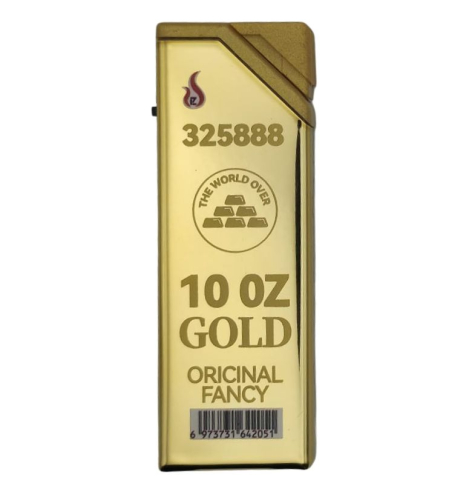 CADOURI - Bricheta metalica tip lingou de aur, design 10 OZ GOLD, reincarcabila, finisaj auriu lucios