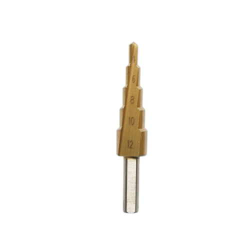 Burghiu conic in trepte 4-12 mm, 5 trepte, HSS 4241 cu acoperire titan, pentru metal, aluminiu, lemn si plastic, gaurire precisa si debavurare [2]