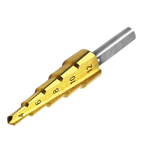 CASA & GRADINA - Burghiu conic in trepte 4-12 mm, 5 trepte, HSS 4241 cu acoperire titan, pentru metal, aluminiu, lemn si plastic, gaurire precisa si debavurare