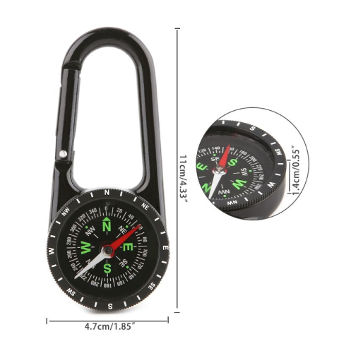 Busola de buzunar cu carabina metalica, orientare precisa, cadran clar cu gradatii, pentru camping drumetii explorare si supravietuire, neagra [1]
