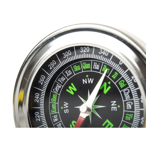 Busola mare de buzunar metalica 80 mm, cadran mare, precizie 5 grade, pentru camping, drumetii, orientare, argintie [6]