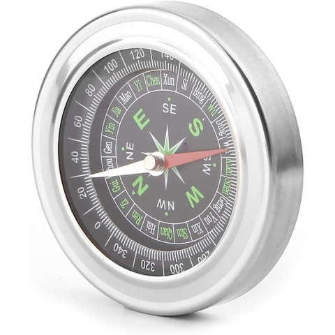 Busola metalica compacta pentru drumetii, cu cadran gradat si carcasa rezistenta, diametru 7.5 cm, argintiu [4]