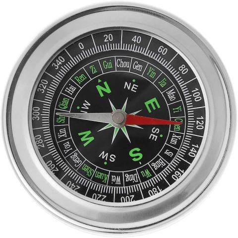 Busola metalica compacta pentru drumetii, cu cadran gradat si carcasa rezistenta, diametru 7.5 cm, argintiu [5]