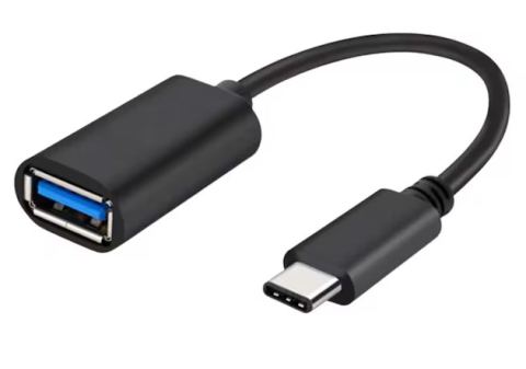 Cabluri USB - Cablu adaptor negru USB-C la USB-A mama, 16 cm, OTG pentru conectare stick USB, tastatura, mouse, controller si alte periferice compatibile