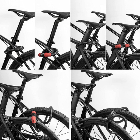 Cablu antifurt cu cifru pentru bicicleta, 87 cm lungime, diametru 17 mm, din otel, negru [2]