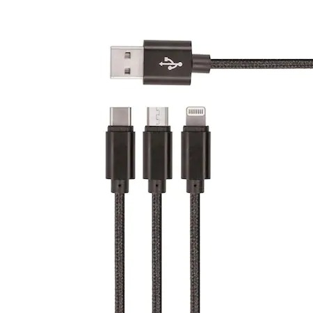 Cabluri USB - Cablu date si incarcare 3in1, incarcare rapida 100 cm - Negru