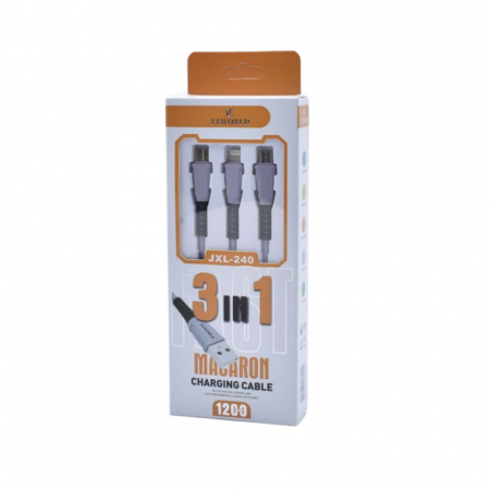 Cabluri USB - Cablu date si incarcare 3in1, incarcare rapida, micro,type C,iphone, 120 cm - Gri