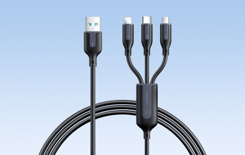 Cablu de incarcare si transfer date, 66W 3 in 1, Lightning, USB-C, Micro USB, lungime 1.2 m, negru [3]