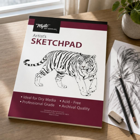 Caiet pentru schite cu tema animale, 50 file, hartie 80 g/mp, 28 x 35,5 cm, coperta carton visinie, Perfect Bound, pentru desen si ilustratii [2]