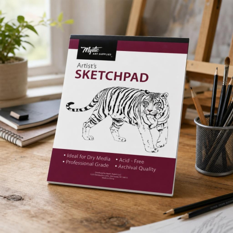 Prese - Caiet pentru schite cu tema animale, 50 file, hartie 80 g/mp, 28 x 35,5 cm, coperta carton visinie, Perfect Bound, pentru desen si ilustratii