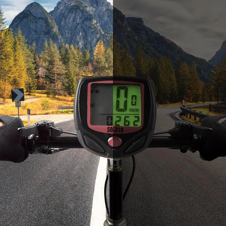 Calculator de bicicleta negru 46 x 46 mm, 15 functii, cu fir, display LCD iluminat [4]