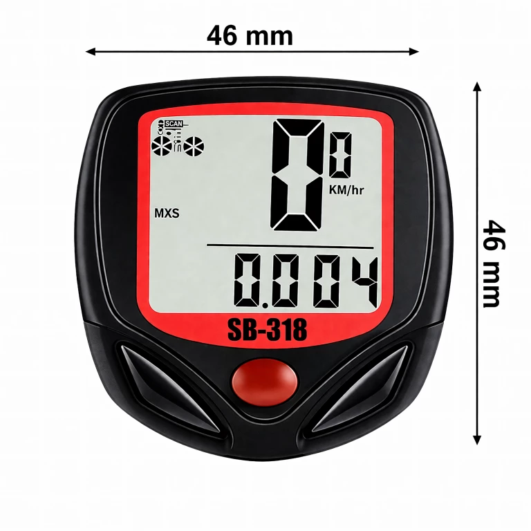 Calculator de bicicleta negru 46 x 46 mm, 15 functii, cu fir, display LCD iluminat [7]