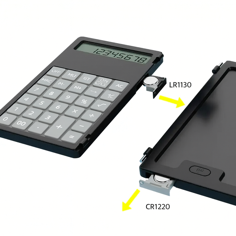 Calculator negru 5 inch cu tableta LCD de scris, stylus inclus, design pliabil 2 in 1, compact pentru scoala, birou si calcule rapide [8]