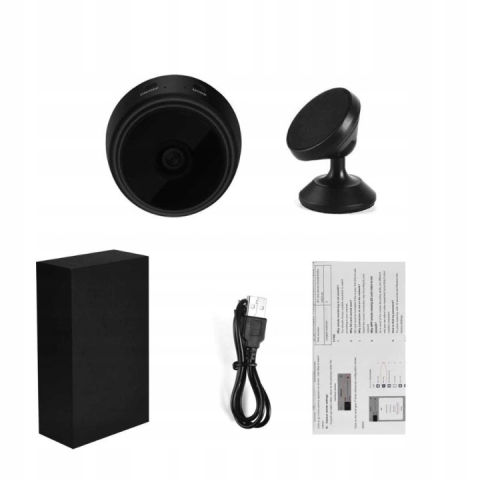 Camera de supraveghere WiFi Full HD 1080p, detectare miscare, suport magnetic 360°, inregistrare pe card microSD, acumulator reincarcabil, negru [1]