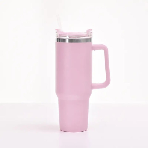 Cana termos, cu pai, otel inoxidabil, plastic fara BPA, 1200 ml, pentru bauturi calde si reci, roz [8]