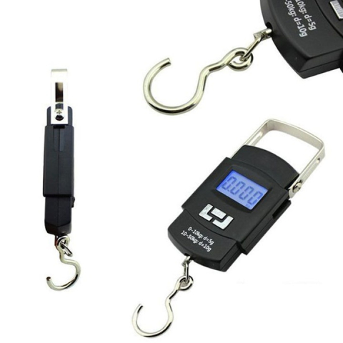 Cantar digital portabil pentru bagaje, 50 kg, functii HOLD si TARE, afisaj LCD, unitati multiple, carlig inox, negru [9]