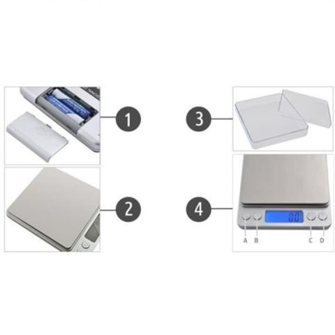 Cantar electronic de bucatarie cu inalta precizie, display LCD iluminat, functie TARA, otel inoxidabil, 2000 g, argintiu [8]