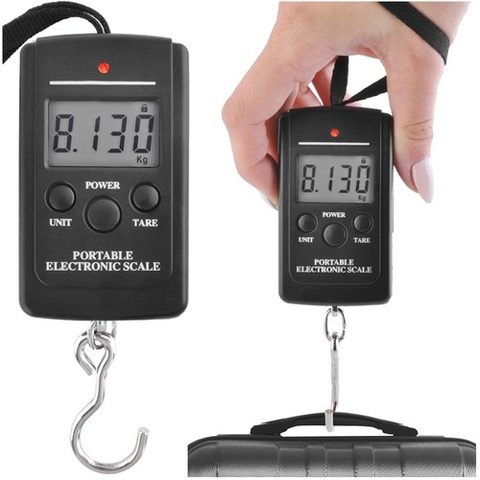Cantar portabil pentru valize si colete, 40 kg, negru, afisaj LED, precizie 5 g, 8.5 x 4.8 x 2 cm [2]