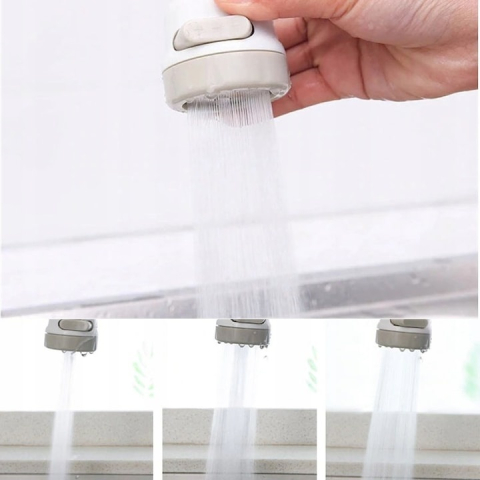 Cap de robinet cu aerator reglabil 3 tipuri de jet, rotire 360 grade, compatibil universal, material abs rezistent, culori alb bej, Dactylion® [1]