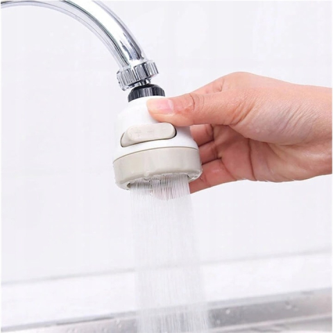 CASA & GRADINA - Cap de robinet cu aerator reglabil 3 tipuri de jet, rotire 360 grade, compatibil universal, material abs rezistent, culori alb bej, Dactylion®