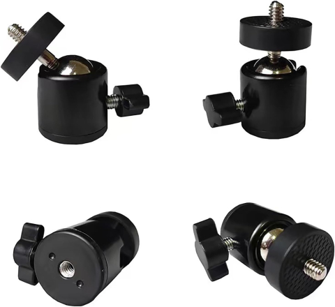Cap sferic mini rotativ 360 grade cu prindere 1/4 pentru trepied, suport aluminiu pentru lumina LED, microfon, camera video si telefon [3]