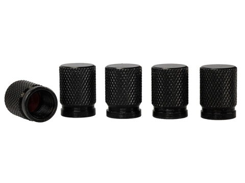 Capace de supapă rotunde, aluminiu, set de 5 buc., negre [1]