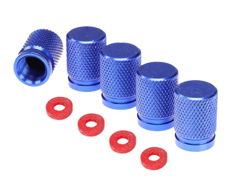 ARTICOLE AUTO - Capace de supapa rotunde din aluminiu, set 5 bucati, albastre