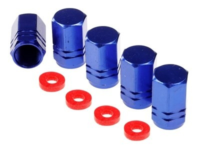 Capace pentru supapă hexagonale din aluminiu, 5 buc., albastre [1]