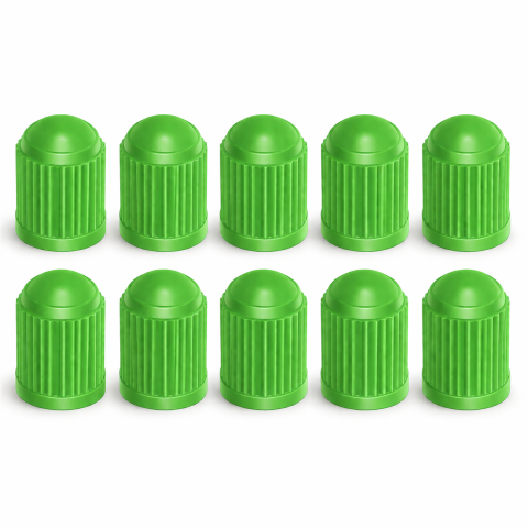Capace valva ventil auto moto velo, set 10 buc, plastic verde, universale 13x10 mm, protectie supapa anvelope