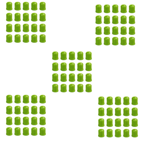 SPORT ȘI ACTIVITĂȚI - Capace valva ventil auto moto velo, set 100 buc, plastic verde, universale 13x10 mm, protectie supapa anvelope