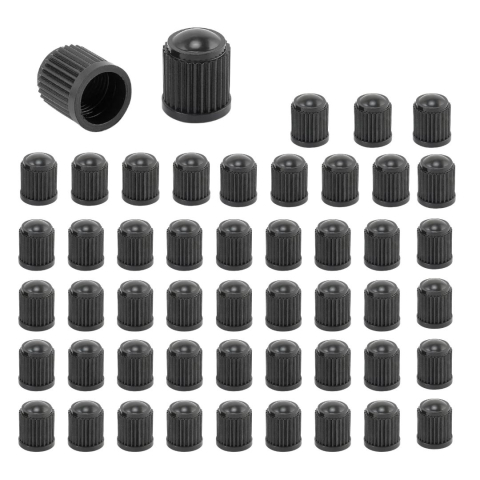Capace valva ventil auto moto velo, set 50 buc, plastic negru, universale 13x10 mm, protectie supapa anvelope