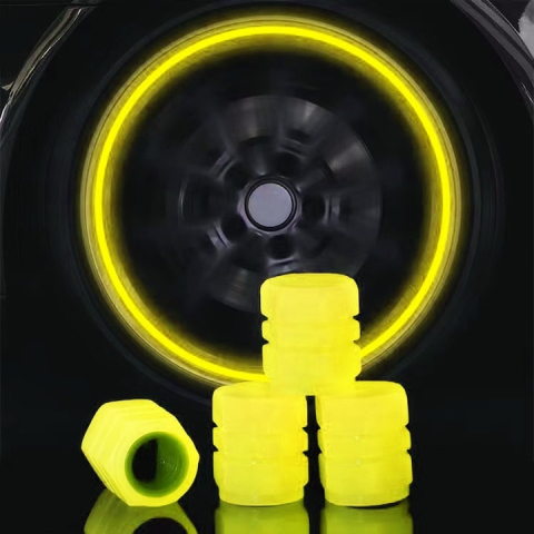 Accesorii ciclism - Capace ventil din silicon fluorescente, galben – protectie pentru valve, efect luminos si compatibilitate universala