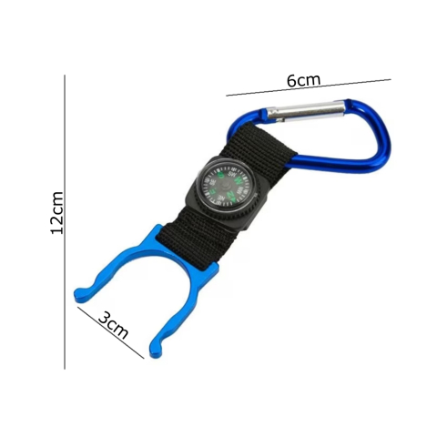 Carabina multifunctionala metalica albastra cu mini busola si suport pentru sticla, compacta pentru outdoor si EDC [2]