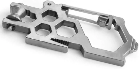 Carabina multifunctionala metalica cu desfacator, surubelnita si chei hexagonale, compacta 9 cm, argintiu [5]