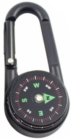 SPORT ȘI ACTIVITĂȚI - Carabina usoara cu busola integrata, multifunctionala, 6.5 cm, negru, accesoriu outdoor pentru orientare si prindere rapida