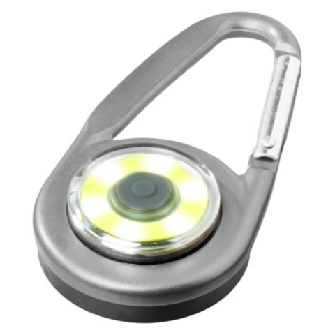 CASA & GRADINA - Carabiniera multifunctionala cu lanterna LED argintie, 3 moduri iluminare, aluminiu si plastic, usoara, portabila, cu baterii incluse