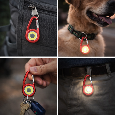 Carabiniera multifunctionala cu lanterna LED rosu, 3 moduri iluminare, aluminiu si plastic, usoara, portabila, cu baterii incluse [2]