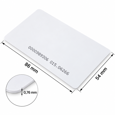 Card RFID alb 86 x 54 x 0,76 mm, 125 kHz, cip TK4100, cartela de proximitate pentru control acces si identificare [1]
