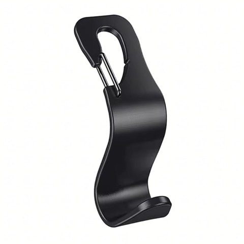 Carlig agatator tetiera scaun auto, negru, 12.7 x 6.8 cm, suport pentru geanta, cumparaturi, rucsac si umbrela, organizare eficienta interior auto