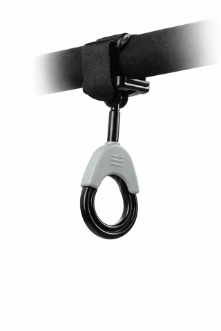 Carlig carucior din plastic cu velcro, rotativ 360°, suport genti si sacose, sarcina maxima 2 kg, gri-negru, 1 buc [5]